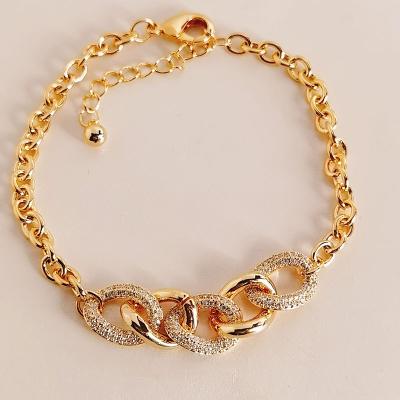 China Wholesale Good Quality Environment Friendly Women Jewelry Gold Plated Zircon Chain Charm Bracelets For Birthday Gift for sale