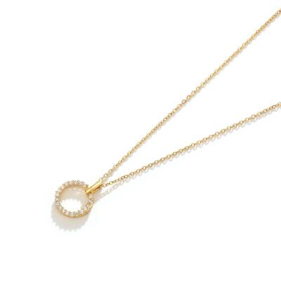 China Fashion Style Circle Women Clavicle Chain Environmental Friendly Single Pendant Copper Gold Plated Chain Necklace For Lady for sale