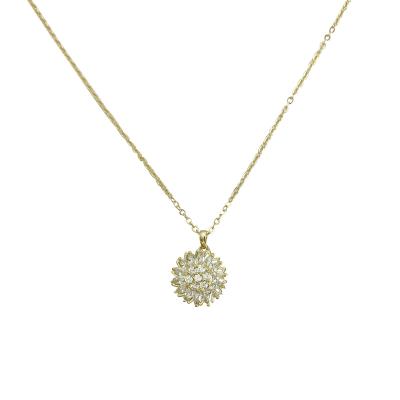 China Trendy Fashion Gold Plated Sunflower Necklace Flower Shaped Zircon Diamond Necklaces For Women for sale