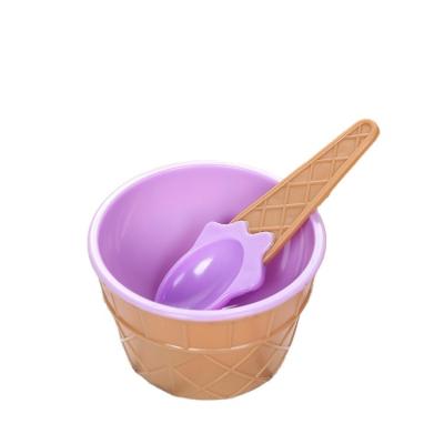 China Lovely Eco-friendly Durable Plastic Candy Color Dessert Bowl DIY Ice Cream Bowl For Kitchen Tools for sale