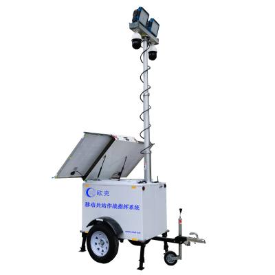 China Temporary Solar CCTV Camera PTZ Surveillance Trailer Auto Tracking Mobile Light Tower for sale