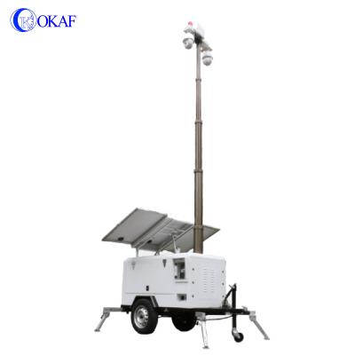 China PAN-TILT Okaf 3 to 9m Surveillance Mobile CCTV System Solar Camera Tower Trailer for sale