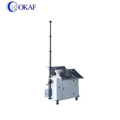 China Aluminum Alloy Solar Mobile Surveillance Trailer With Manual 4G Dome Camera Winch Crank CCTV Trailer for sale