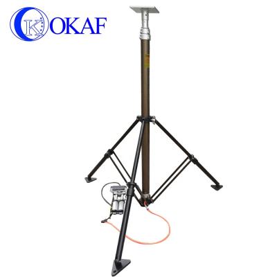 China PTZ Camera 3m Mast Foot Pump Emergency Pneumatic Telescopic Mast LED Lifting Light Tower for sale