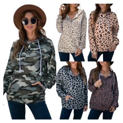 China Anti-Wrinkle Plus Print Drawstring Kangaroo Pocket Camouflage Hoodie Autumn Women Thermal Fashion for sale