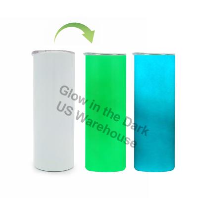 China Viable Free Shipping Us Warehouse 20oz Double Stainless Steel Wall Halloween Sublimation Luminescent Paint Glow In The Dark Tumbler for sale