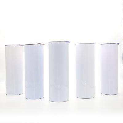 China Warehouse Sustainable USA 20oz White Double Wall Stainless Steel Straw Tumbler Travel Tumbler With Lid for sale