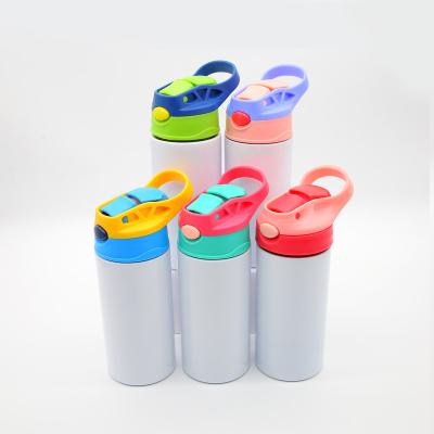 China Hot Sale 12oz Disposable Stainless Steel Sublimation Masks Straight Kids Tumbler Sippy Cup For Kids With Straw for sale