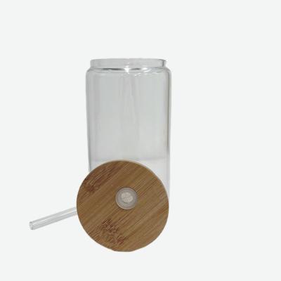 China Hot Selling 16oz Daily Life Home Frosted Bamboo Lid Sublimation Frosted Beer Glass Tumbler With Straw & Bamboo Lid & Plastic Lid for sale