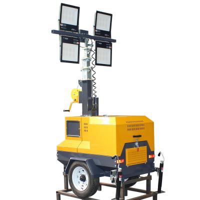 China 7m Trailer Hand-Lifting Mobile Lighting Tower 4va4000 for 12H Continuous Operation for sale