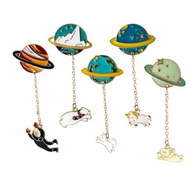 China 2019 ALLOY Fashion Enamel Pin Badge Cartoon Spaceship Pins Metal Eco-Friendly Brooch For Women Men Kids for sale