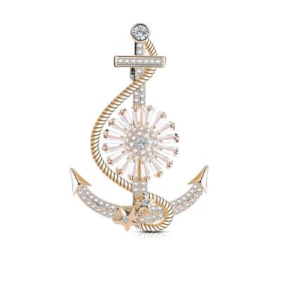 China 2019 New Design Copper Brooches Men's Brooches Anchor Shaped Copper Brooches for sale