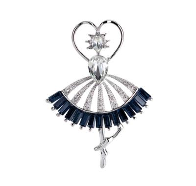 China Rhinestone Zinc Alloy Crystal Girl Dancer Ballet Brooch Ballerina Fashion Girl Brooch Teen Pin for sale