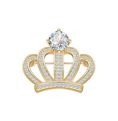 China Copper England 2019 Vintage Inspired Prince Queen Crown Zircon Royal Copper Pin Brooch For Girls for sale