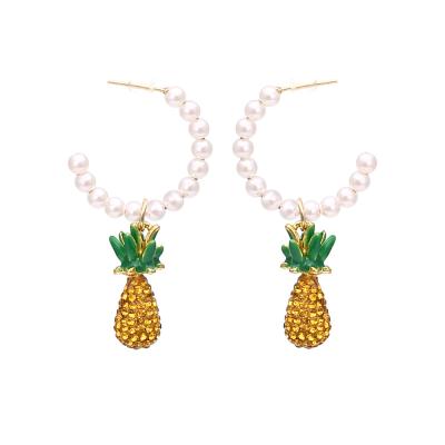 China BOHEMIA New Arrive Fruit Pineapple Earrings With Crystal Stones Bead Circle Fruit Dangle Earrings For Women for sale