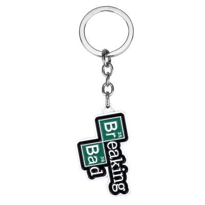 China Custom Hard Soft Enamel 3D Metal Promotion Breaking Bad Metal Keychain Logo Key Ring With Your Logo for sale