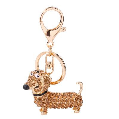 China Fashionable Metal Dachshund Dachshund Shaped Key Chain Dvery Cute Singleshund Dog Keychain With Small Crystals for sale