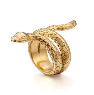 China 2020 Wholesale Punk High Quality 18K Gold Plated Unique Snake Ring Men Stainless Steel Jewelry for sale