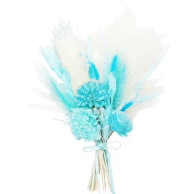 China Events Decoration Sky Blue Magnolia Ball Bouquet For Weddings Home Decors Dried Flower Bouquet for sale