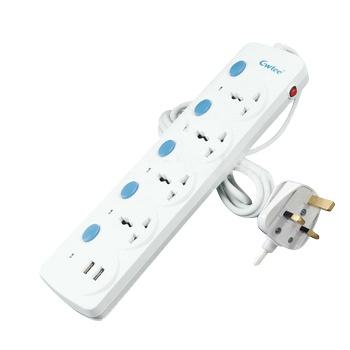 China Electrical Fuse Protector Tube 5 Strip Extension Socket USB Fused Outlet for sale