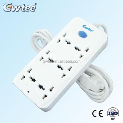 China Residential/General Purpose Mode 10A 2500W 6 Outlet Power Extender White Strip GT-6189 for sale