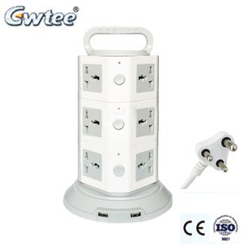 China Residential / General Purpose OEM Seats Multiple Socket Vertical Power Tower Extension USB Round Socket for sale