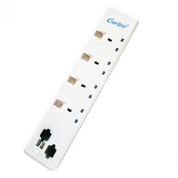 China Residential/General Purpose 13A 4-Socket Surge Protector Extension Socket with USB Charger, Extension Lead for sale