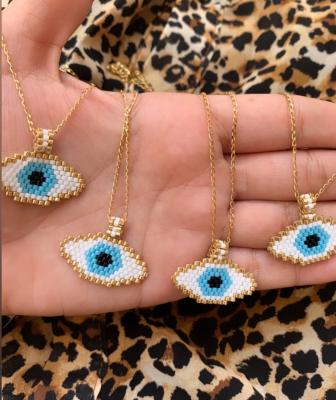 China FASHIONABLE Miyuki Cute Copper Eyes Latest Fashion Necklace Gold Plated Jewelry for sale