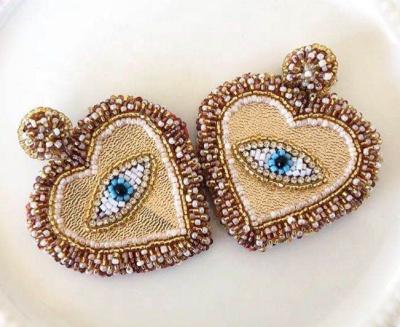 China Wholesale Retail Charming Miyuki Love Lovely Handmade Miyuki Eyes Pure Handmade Environmentally Friendly Lasting Love Eyes With Chic Eye Earrings for sale