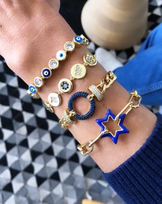 China Fashionable New Charms Jewely Copper Micro Paved Bracelets Blue Star Charms Bracelets Factory Women Gift for sale