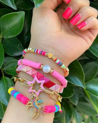 China FASHIONABLE colorful soft ceramic bracelets copper micro shaped unicorn and bracelets beads for sale