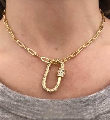 China New Trendy Fashion Diamond Chain Necklace Lock Shape Charm Necklace Fashion Party Copper Micro Necklace for sale