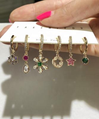 China Shiny and Colorful Eco-friendly Christmas Rhinestone Crystal Earrings Set, Stars, Snowflakes and Water Drops Edges for sale