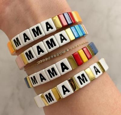 China Environmental Friendly Multicolor Fashion Rainbow Alphabet Adjustable Bracelet Jewelry Accessories For Couples for sale