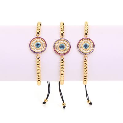 China Wholesale Vintage Beads Bangle Eye Shape Bracelet Adjustable Women's Handmade Bracelet for sale