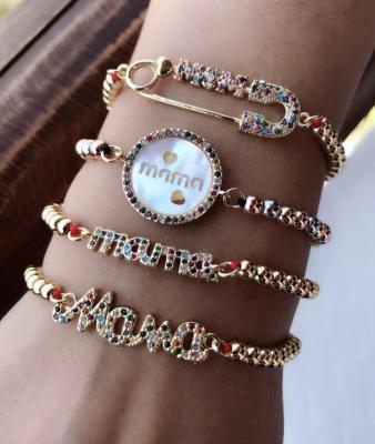 China Trendy Wholesale Fashion Jewelry Bangle Copper Adjustable Gold Plated Bracelet For Mother for sale