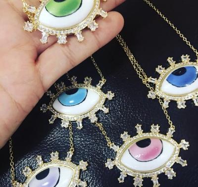 China FASHIONABLE Manufacturer Emptying Colorful Turkish Ceramic Eye Necklace for sale