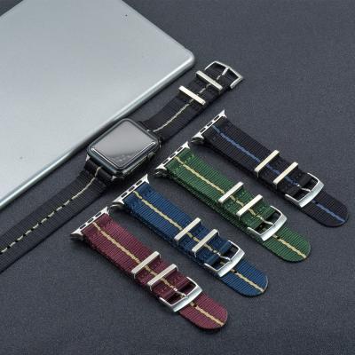 China Juelong Rubber Stripe Nylon Smart Watch Band 38mm 44mm Nylon Seat Belt Strap For Apple Watch for sale