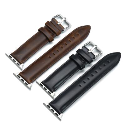 China Custom Wholesale Fashion Juelong Watch Band Double Buckle Genuine Leather Apple Watch Straps for sale