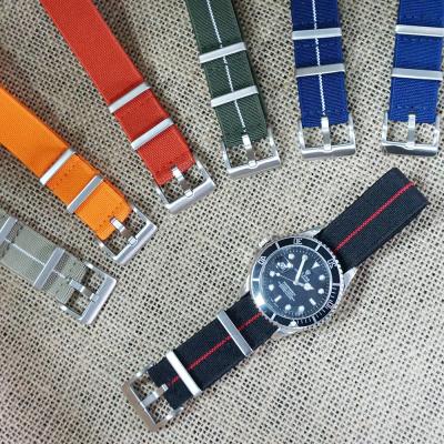 China JUELONG Marine Nationale Elastic 20mm 22mm Woven Fabric NATO Watch Strap + Bands Watch for sale