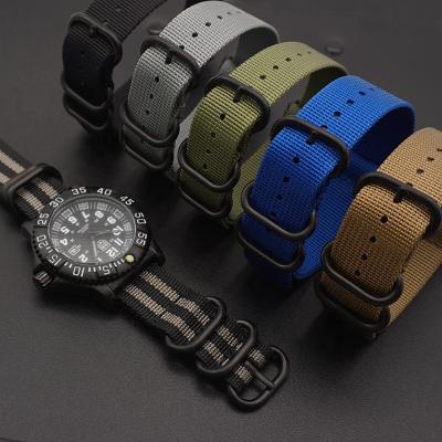 China Fabric 5 PVD Ring Nato Nylon Watch Band in BLACK 20mm 22mm Zulu Watch Strap for sale