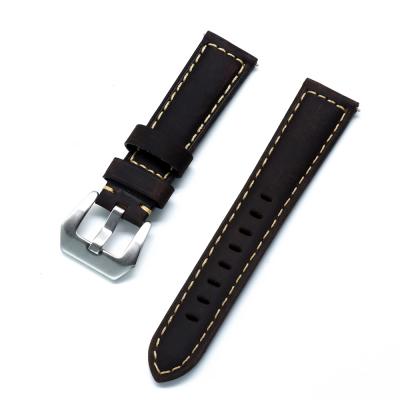 China Fashion Mens Brown Black Watch Band Quick Release Genuine Leather Watchband 20mm 22mm for sale