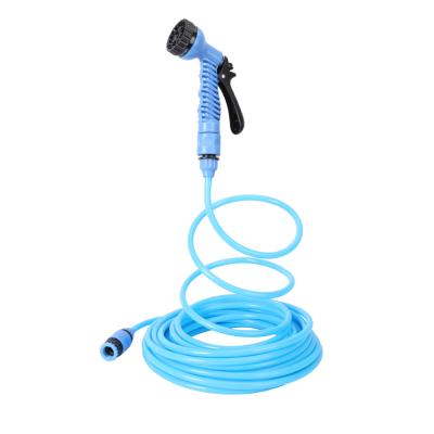 China Wholesale Flexible Water Reinforced 7 Function Blue Spray Gun Eva Recoil Hose for sale