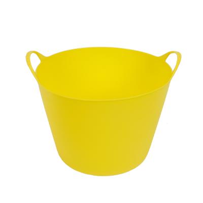 China Viable Flexible Handles Printed Logo Flower Plastic Oval Mini Tubtrug for sale