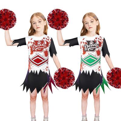 China 2 Color Kid Zombie Eco-Friendly Cheerleader Fancy Dress Halloween Costume High School Girls Kids Outfits TV And Movie Costumes for sale