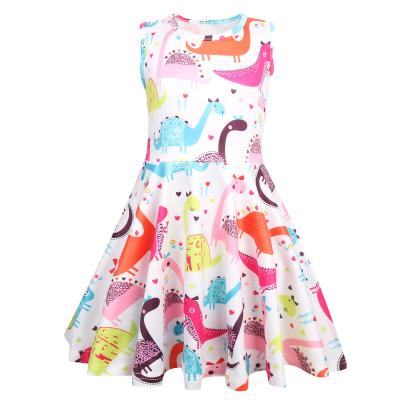 China LQSZ 2022 New Fashion Summer Washable Fresh Cartoon Cute Little Girl Unicorn Printed Sleeveless Kids Children's Dress for sale