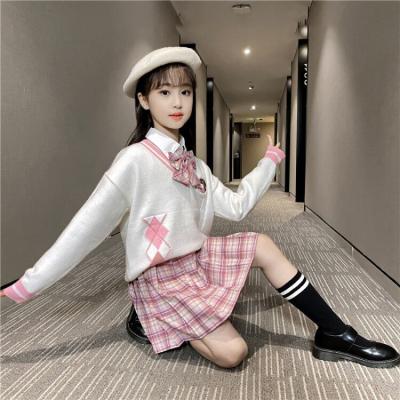 China LQSZ 2022 Anti-static Korean Japanese Korean University Student Style Pink Plaid Pleated JK Skirt Casual Uniform Clothes for sale