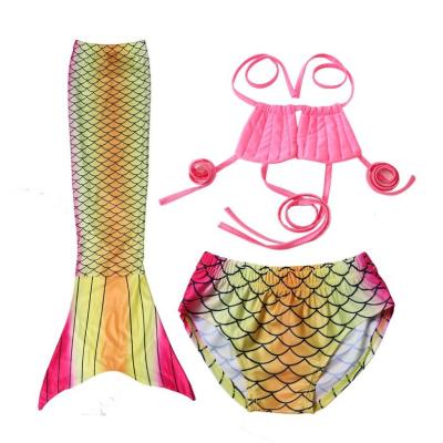 China LQSZ 2022 little girls kids breathable cute mermaid gold sexy bikini three pieces custom swimwear and beachwear kids print Chengxin 10000 for sale