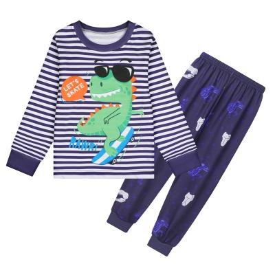 China LQSZ QUICK DRY 2022 Navy Striped Basic Dinosaur Animal Boys 3D Printing Pattern Kids Custom Made Children's Pajamas for sale