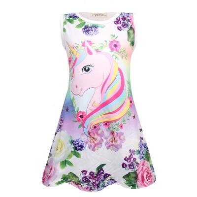 China 2022 LQSZ Girl's Summer Washable Fresh Animal Printing Flower Sleeveless Skirt Dress for sale